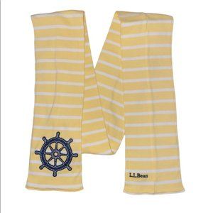 LL Bean Yellow and White Knit Nautical Striped Scarf